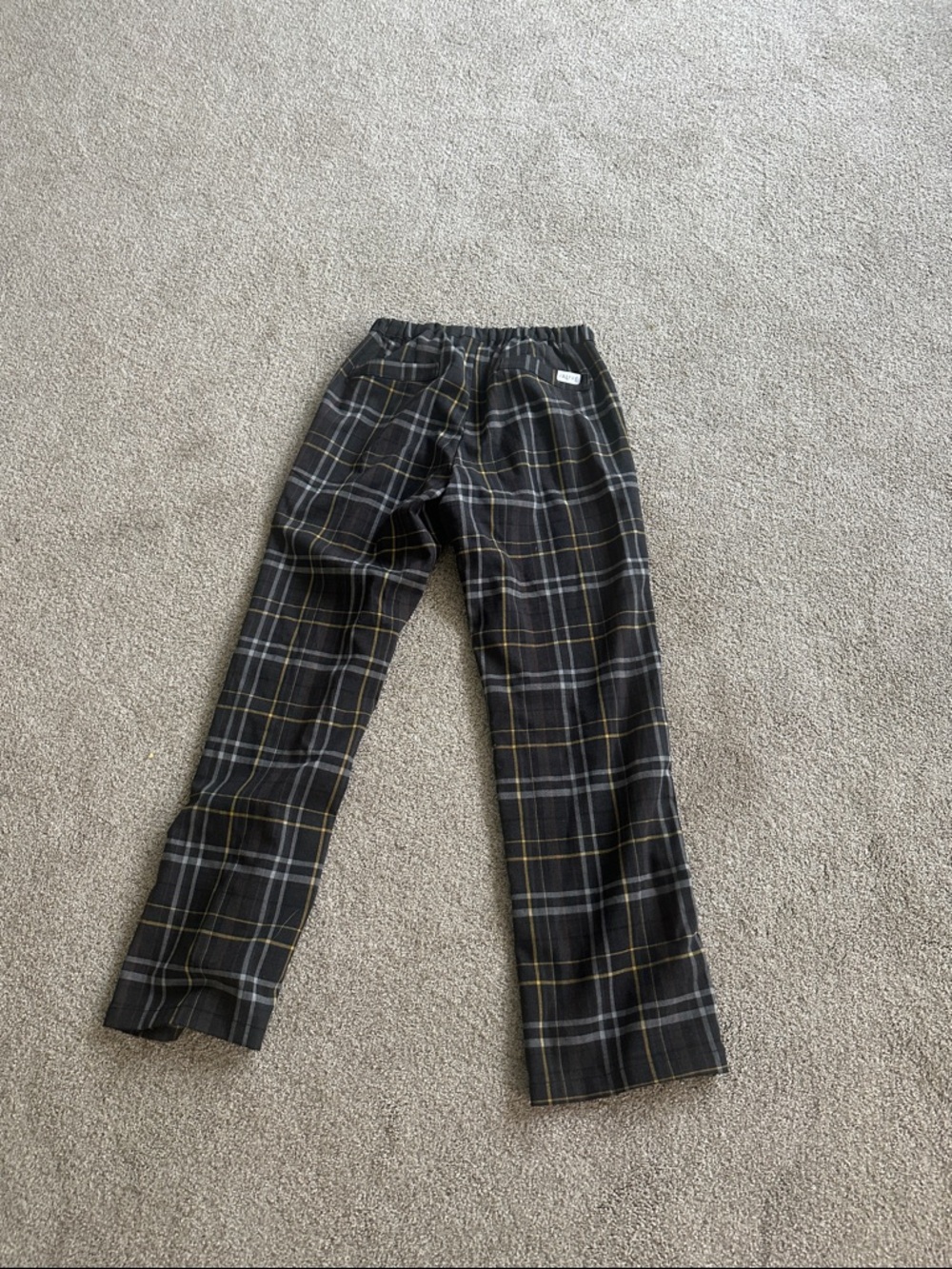 Valfre black Plaid Women's Straight-Leg Pants with Yellow Accents and gray M - Picture 4 of 5